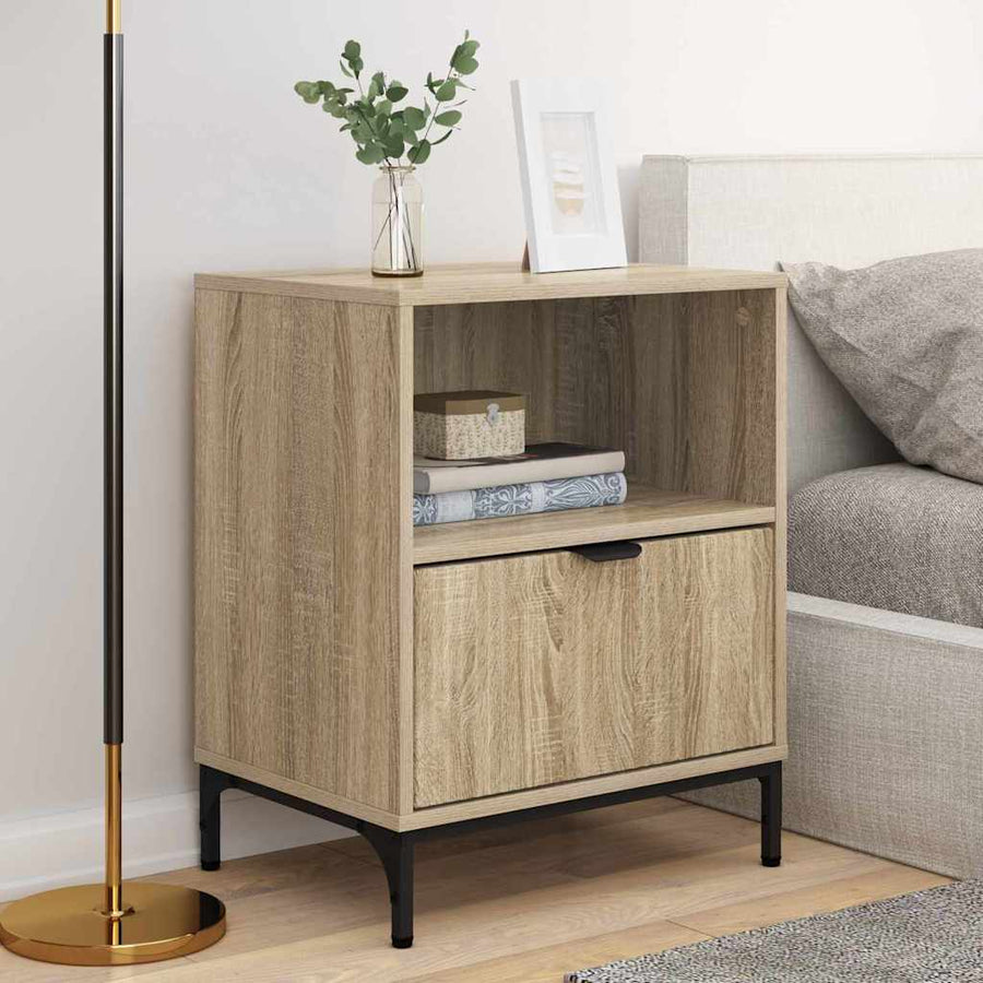 met lade 2 pcs Sonoma eiken 49 x 36 x 61 cm Bewerkt hout