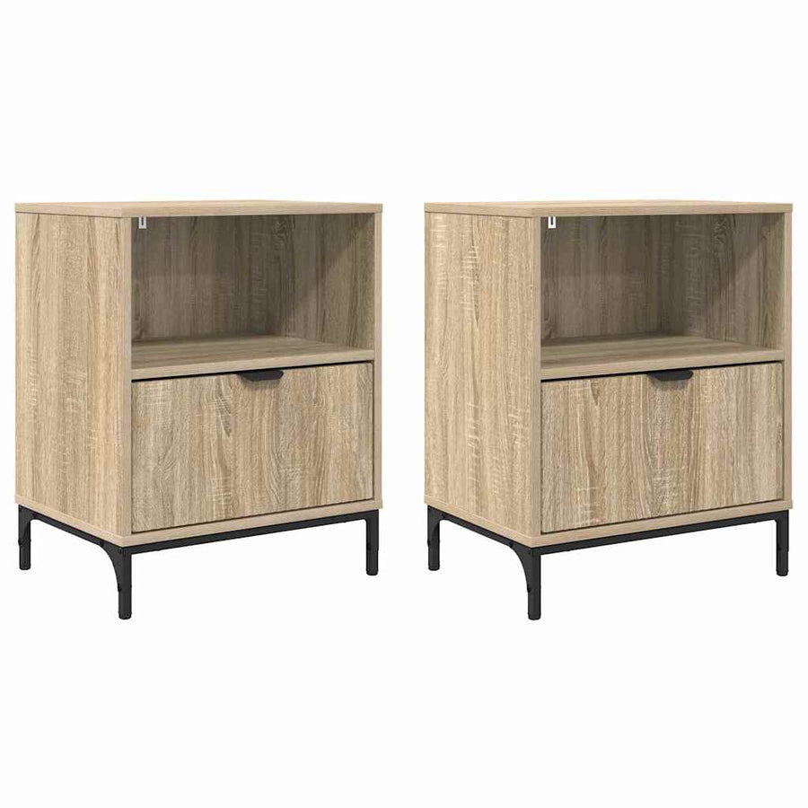 met lade 2 pcs Sonoma eiken 49 x 36 x 61 cm Bewerkt hout