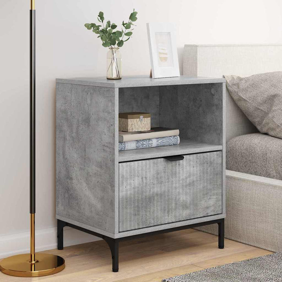 met lade 2 pcs Betongrijs 49 x 36 x 61 cm Bewerkt hout