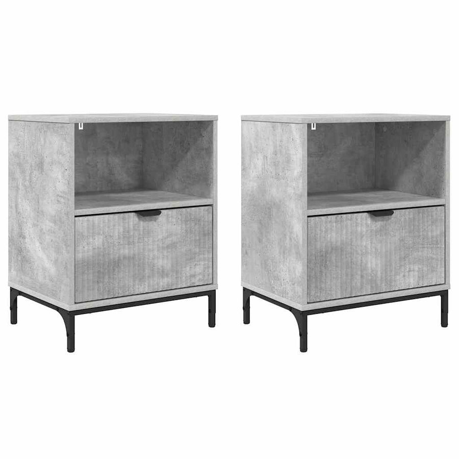 met lade 2 pcs Betongrijs 49 x 36 x 61 cm Bewerkt hout