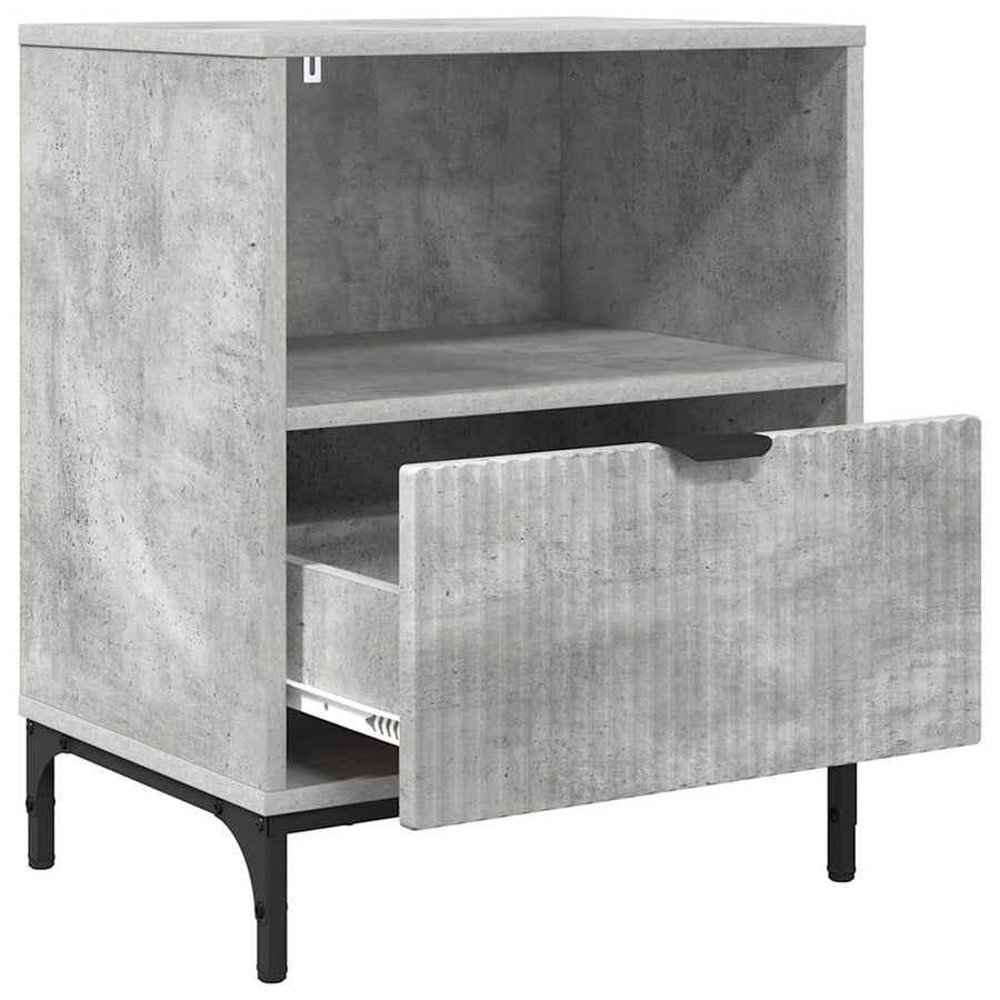 met lade 2 pcs Betongrijs 49 x 36 x 61 cm Bewerkt hout