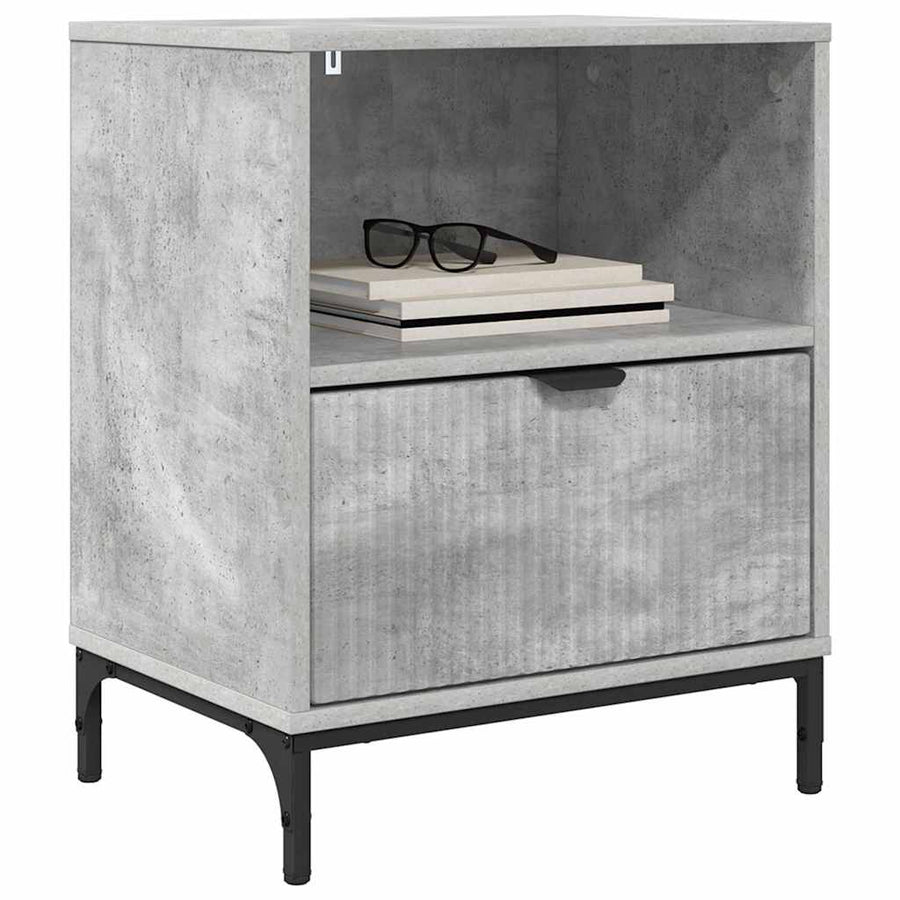met lade 2 pcs Betongrijs 49 x 36 x 61 cm Bewerkt hout