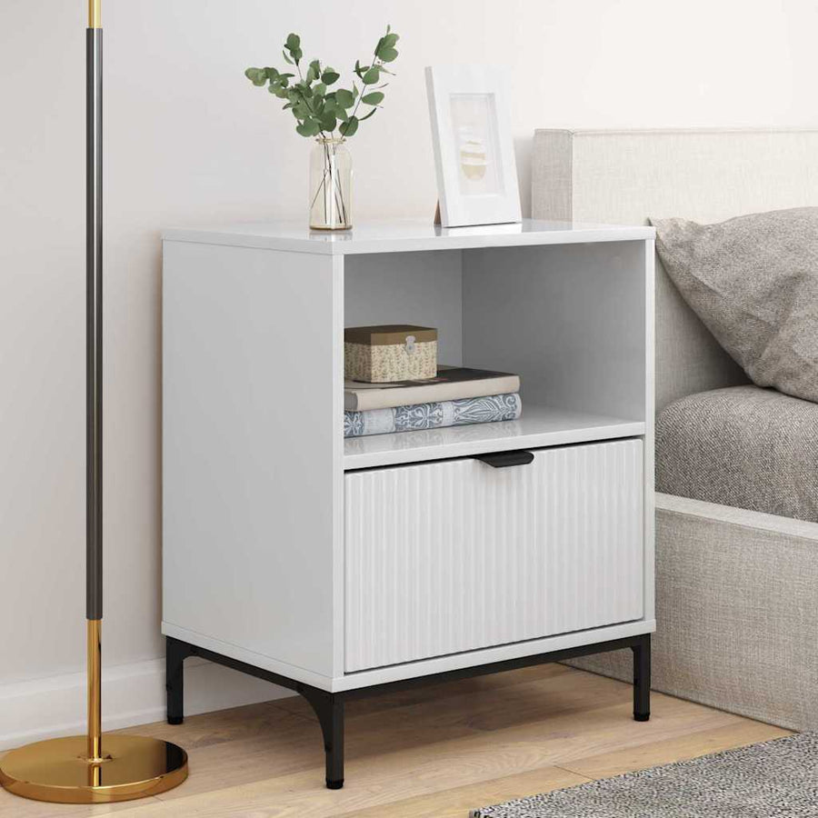 met lade 2 pcs Hoogglans wit 49 x 36 x 61 cm Bewerkt hout