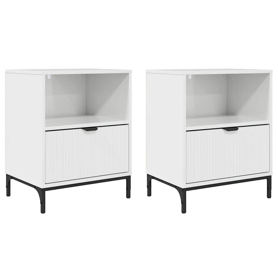 met lade 2 pcs Hoogglans wit 49 x 36 x 61 cm Bewerkt hout