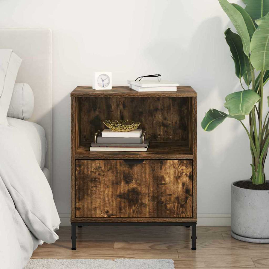 met lade Gerookt eiken 49 x 36 x 61 cm Bewerkt hout