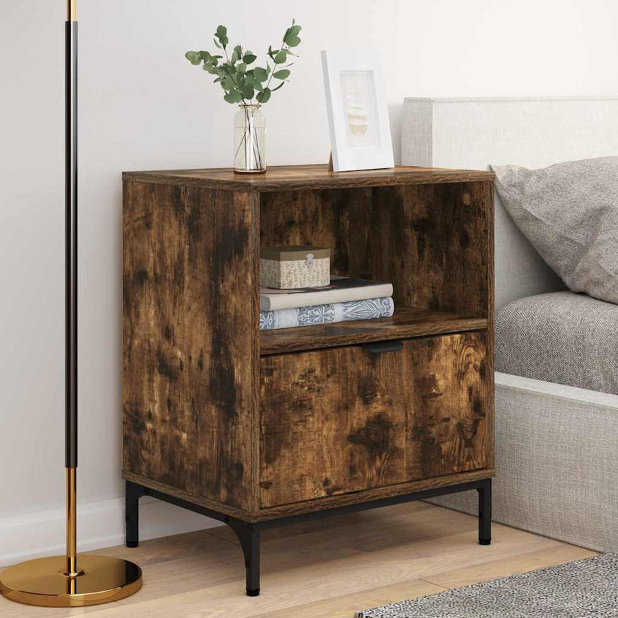 met lade 2 pcs Gerookt eiken 49 x 36 x 61 cm Bewerkt hout