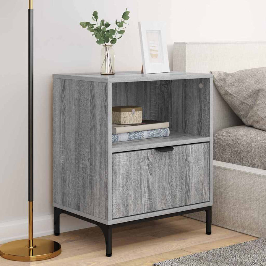met lade 2 pcs Grijs sonoma 49 x 36 x 61 cm Bewerkt hout