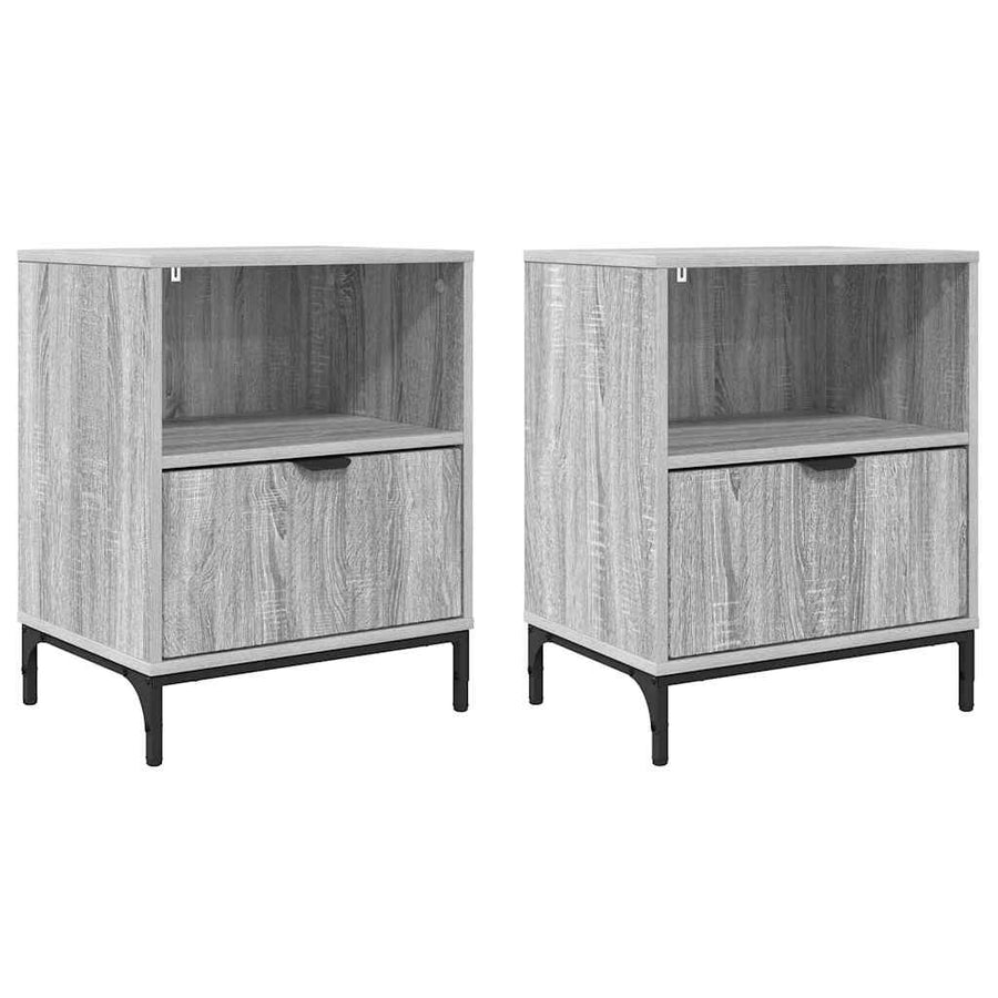 met lade 2 pcs Grijs sonoma 49 x 36 x 61 cm Bewerkt hout