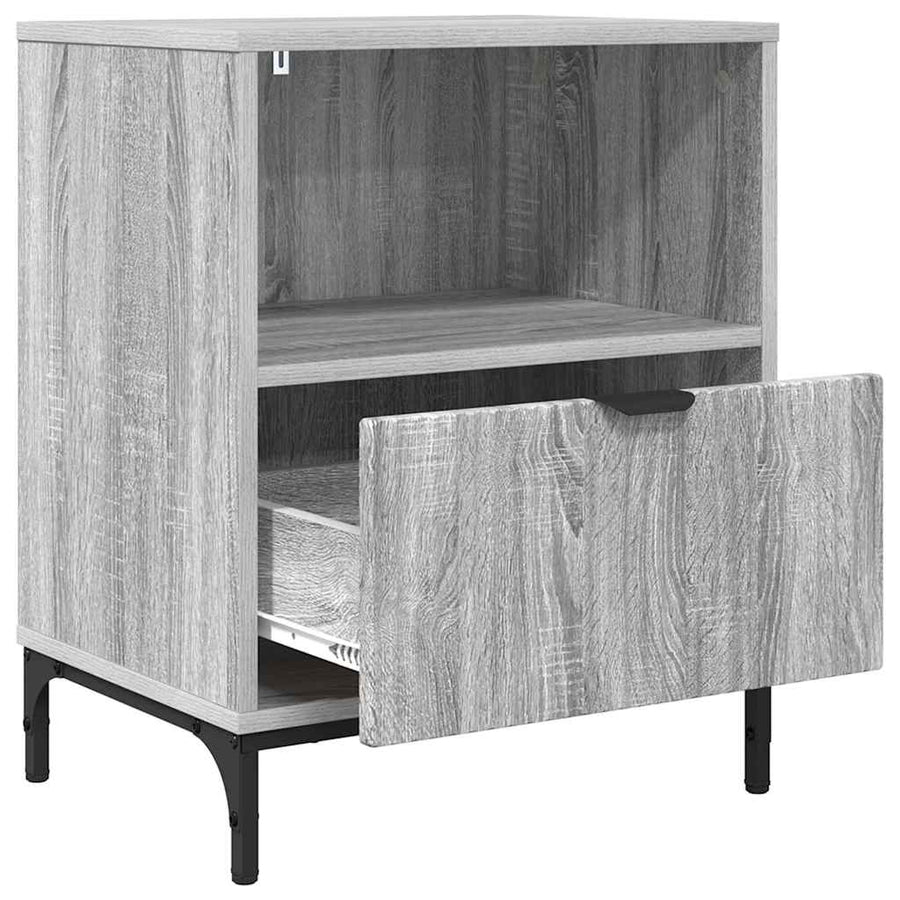 met lade 2 pcs Grijs sonoma 49 x 36 x 61 cm Bewerkt hout