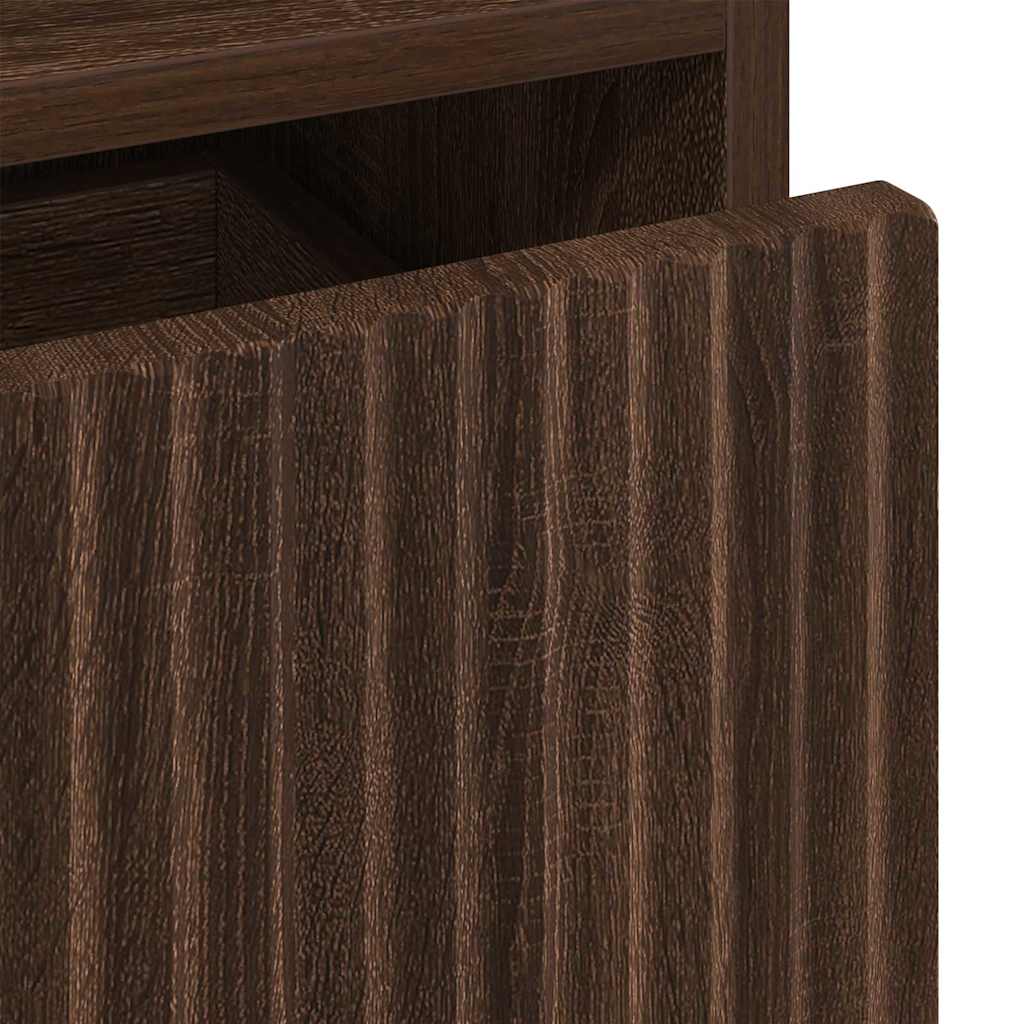 met lade 2 pcs bruin eikenkleur 49 x 36 x 61 cm Bewerkt hout