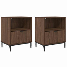 met lade 2 pcs bruin eikenkleur 49 x 36 x 61 cm Bewerkt hout