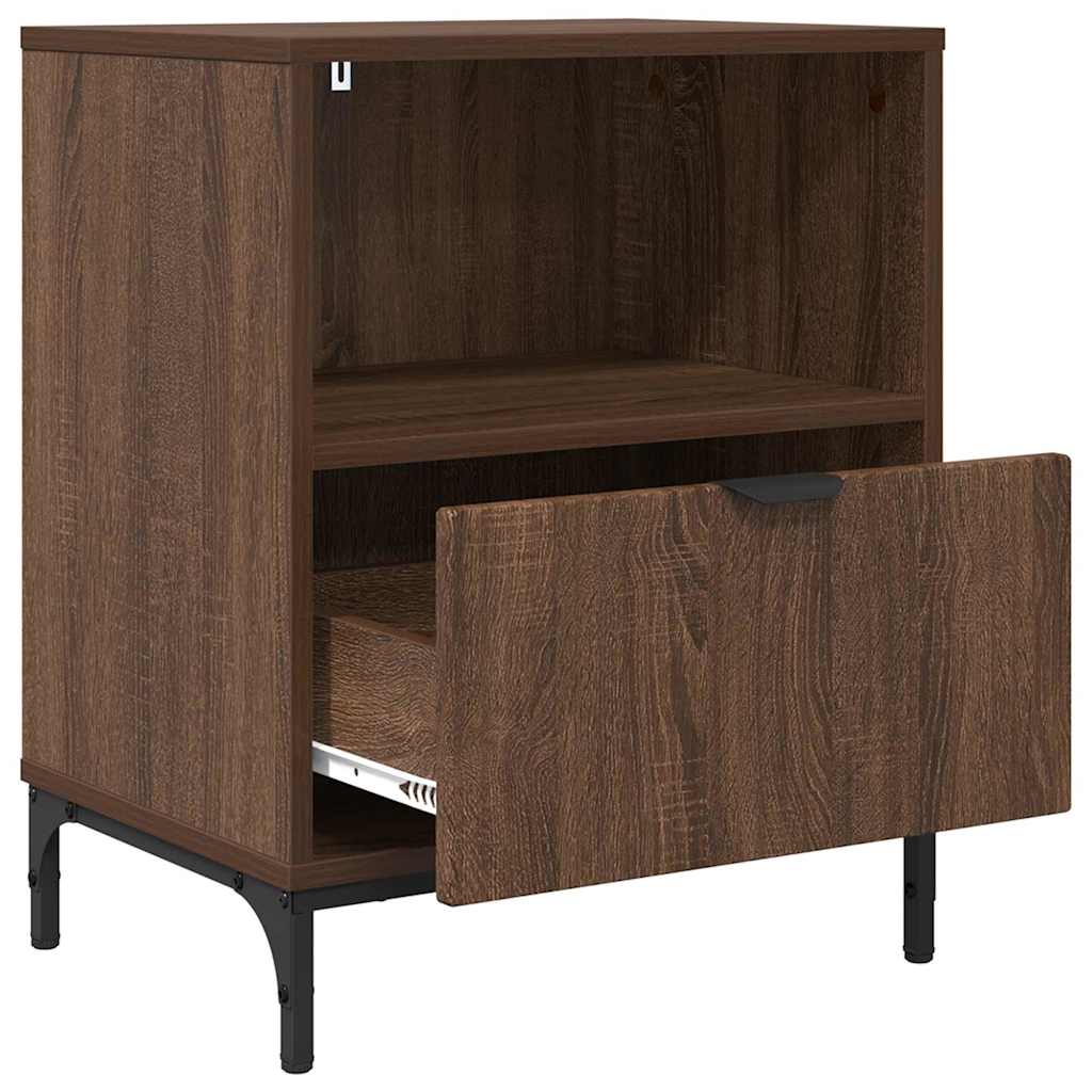 met lade 2 pcs bruin eikenkleur 49 x 36 x 61 cm Bewerkt hout