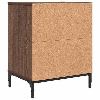 met lade 2 pcs bruin eikenkleur 49 x 36 x 61 cm Bewerkt hout