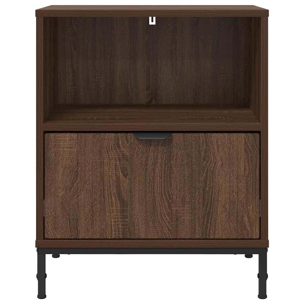 met lade 2 pcs bruin eikenkleur 49 x 36 x 61 cm Bewerkt hout