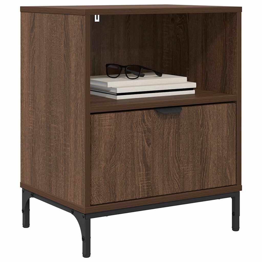 met lade 2 pcs bruin eikenkleur 49 x 36 x 61 cm Bewerkt hout