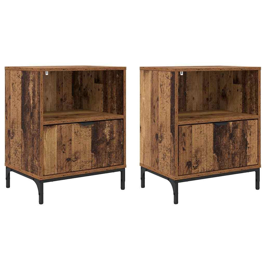 met lade 2 pcs Oud hout 49 x 36 x 61 cm Bewerkt hout