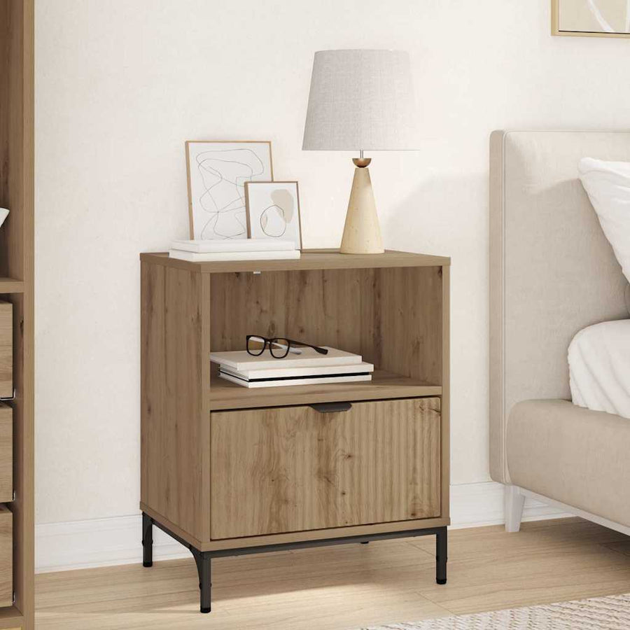 met lade artisanaal eikenkleurig 49 x 36 x 61 cm Bewerkt hout