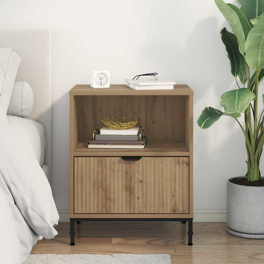 met lade artisanaal eikenkleurig 49 x 36 x 61 cm Bewerkt hout