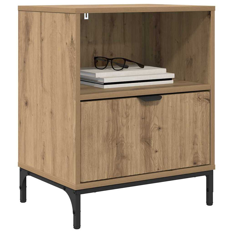 met lade artisanaal eikenkleurig 49 x 36 x 61 cm Bewerkt hout