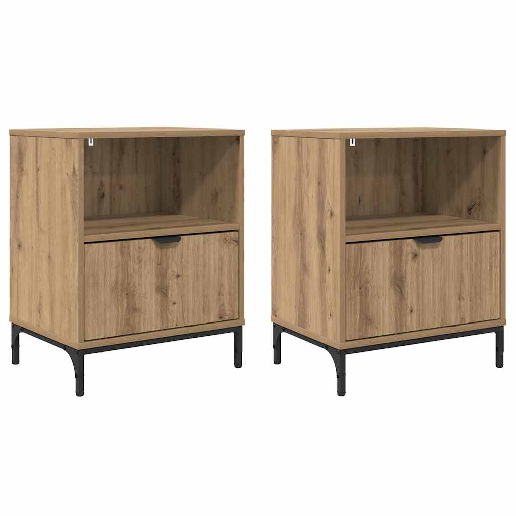 2 pcs artisanaal eikenkleurig 49 x 36 x 61 cm Bewerkt hout