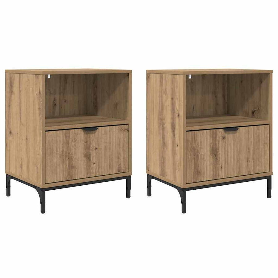 2 pcs artisanaal eikenkleurig 49 x 36 x 61 cm Bewerkt hout
