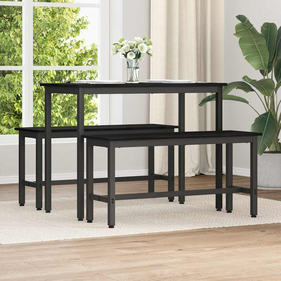 Eetbank 2 pcs Zwart Eiken 100 x 32,5 x 48,5 cm