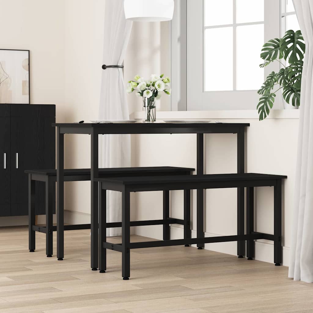 Eetbank 2 pcs Zwart Eiken 100 x 32,5 x 48,5 cm