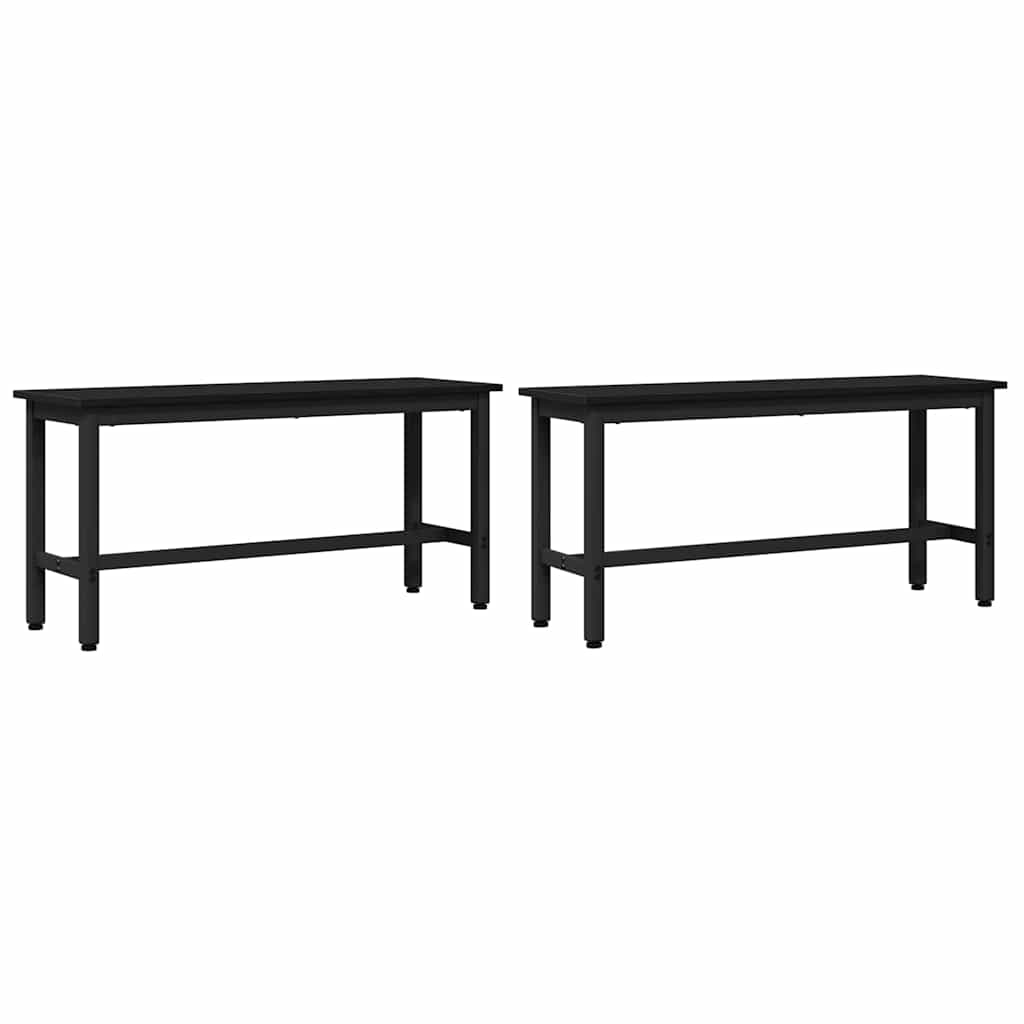 Eetbank 2 pcs Zwart Eiken 100 x 32,5 x 48,5 cm