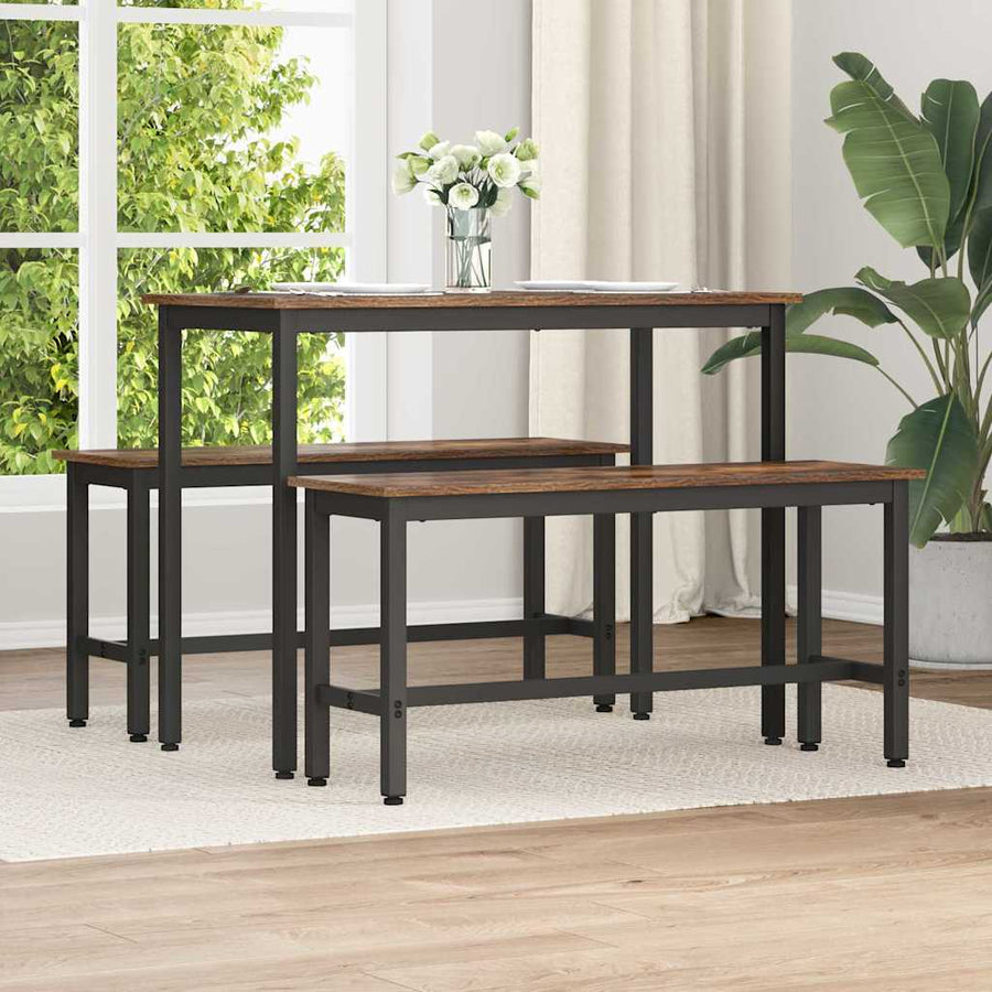 Eetbank 2 pcs Gerookt eiken 100 x 32,5 x 48,5 cm