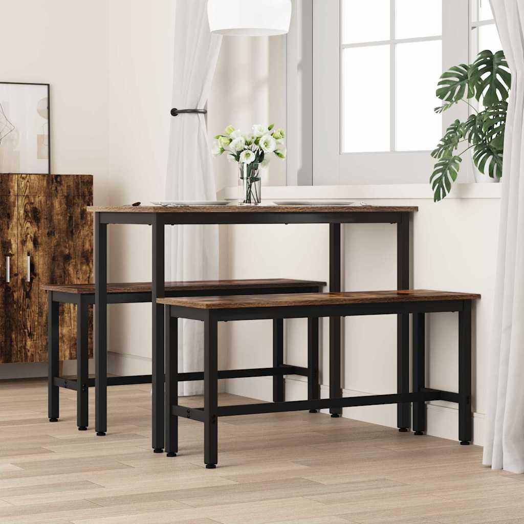 Eetbank 2 pcs Gerookt eiken 100 x 32,5 x 48,5 cm