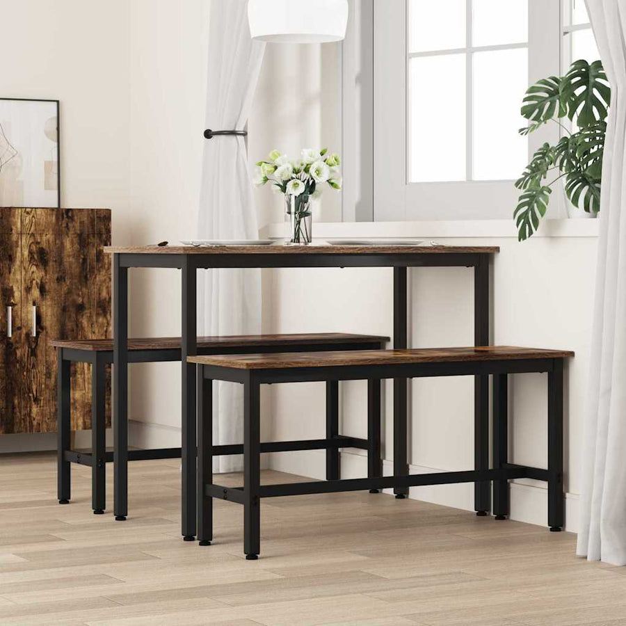 Eetbank 2 pcs Gerookt eiken 100 x 32,5 x 48,5 cm