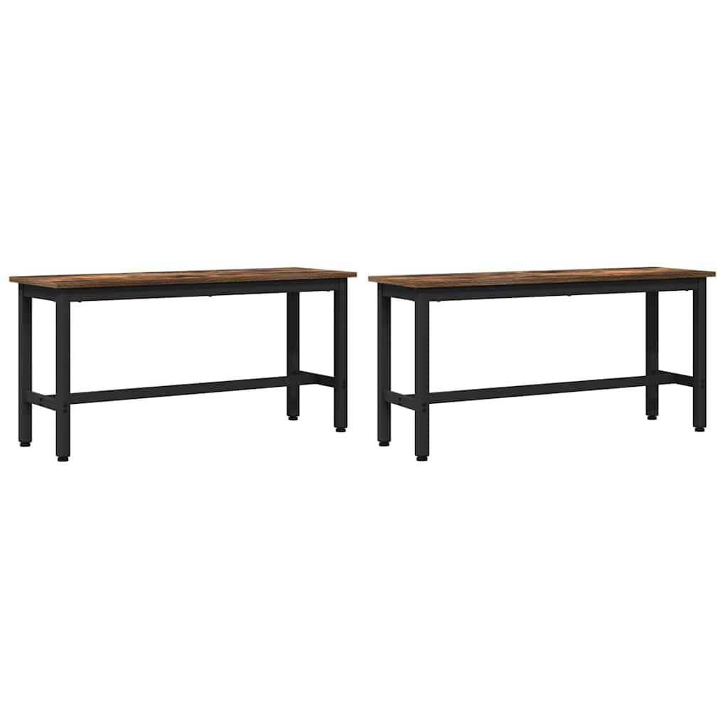 Eetbank 2 pcs Gerookt eiken 100 x 32,5 x 48,5 cm