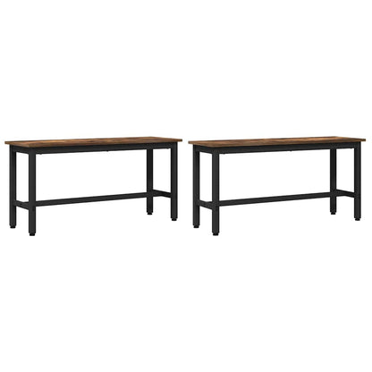 Eetbank 2 pcs Gerookt eiken 100 x 32,5 x 48,5 cm