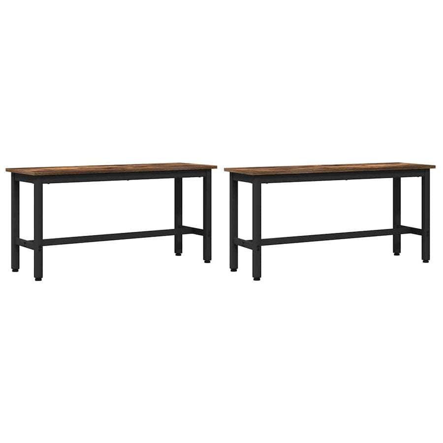 Eetbank 2 pcs Gerookt eiken 100 x 32,5 x 48,5 cm