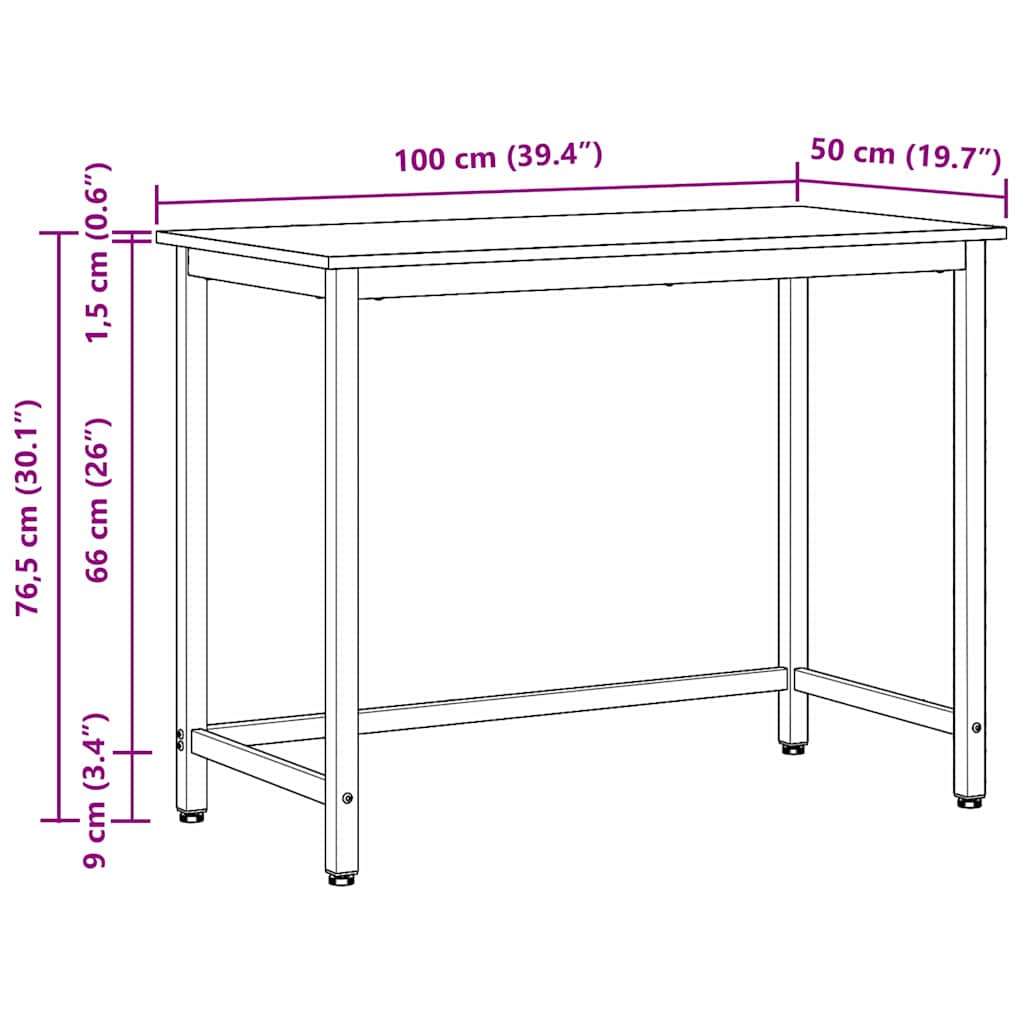 Tafel Zwart Eiken 80 x 50 x 76,5 cm Engineered hout en staal