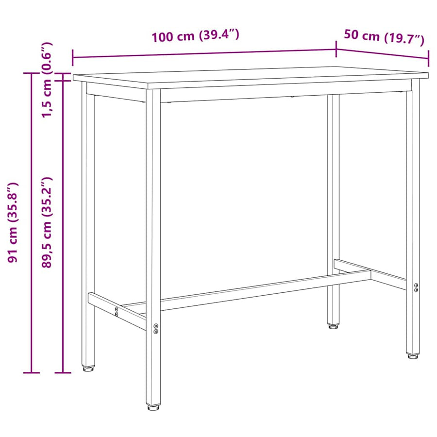 Tafel Wit 100 x 50 x 91 cm Engineered hout en staal