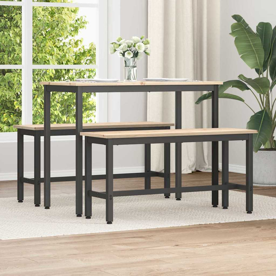 Eetbanken 2 pcs Naturel 100 x 32,5 x 49 cm Massief grenenhout