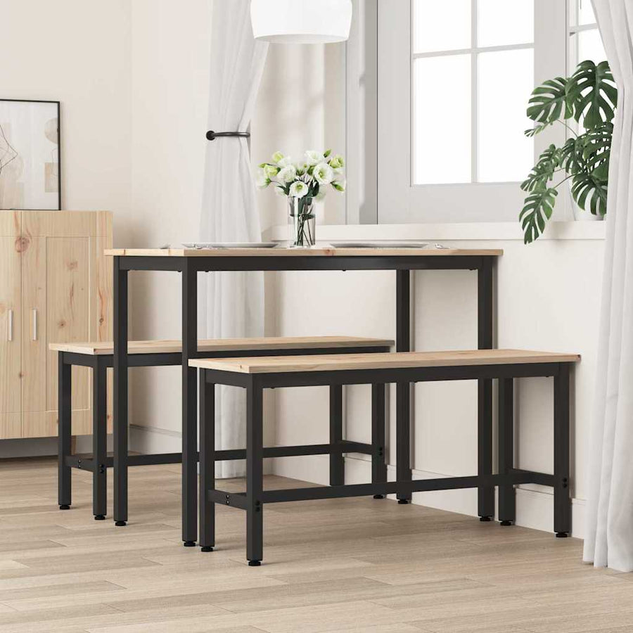 Eetbanken 2 pcs Naturel 100 x 32,5 x 49 cm Massief grenenhout