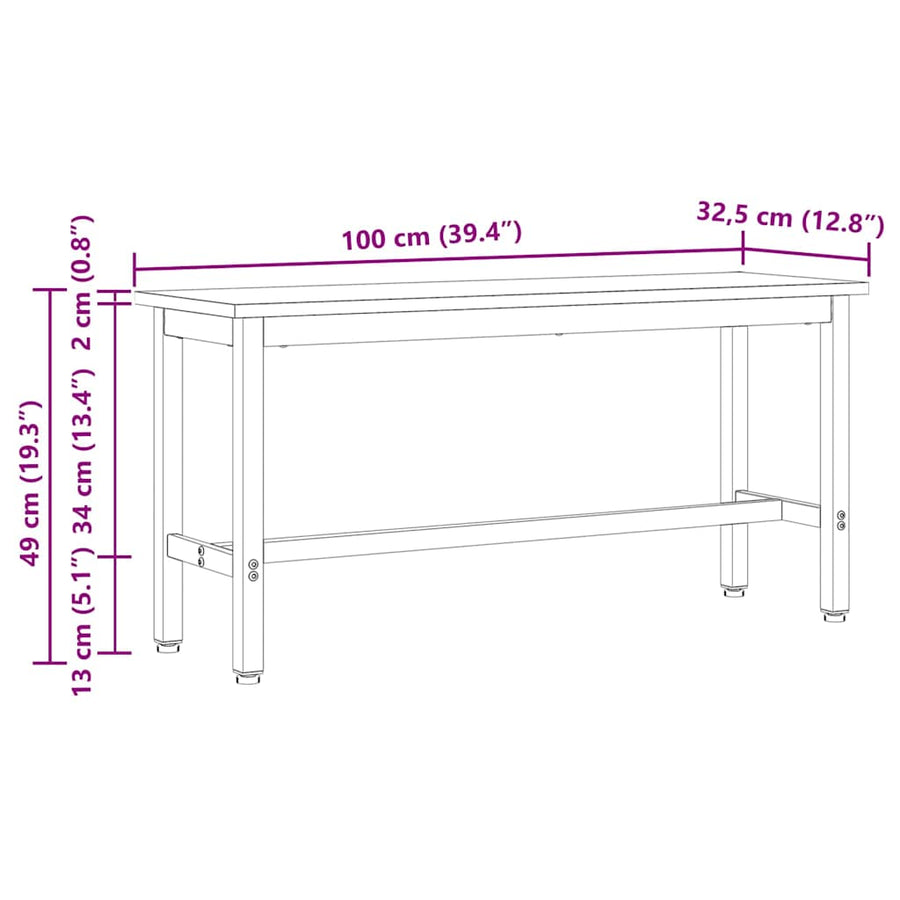 Eetbanken 2 pcs Naturel 100 x 32,5 x 49 cm Massief grenenhout