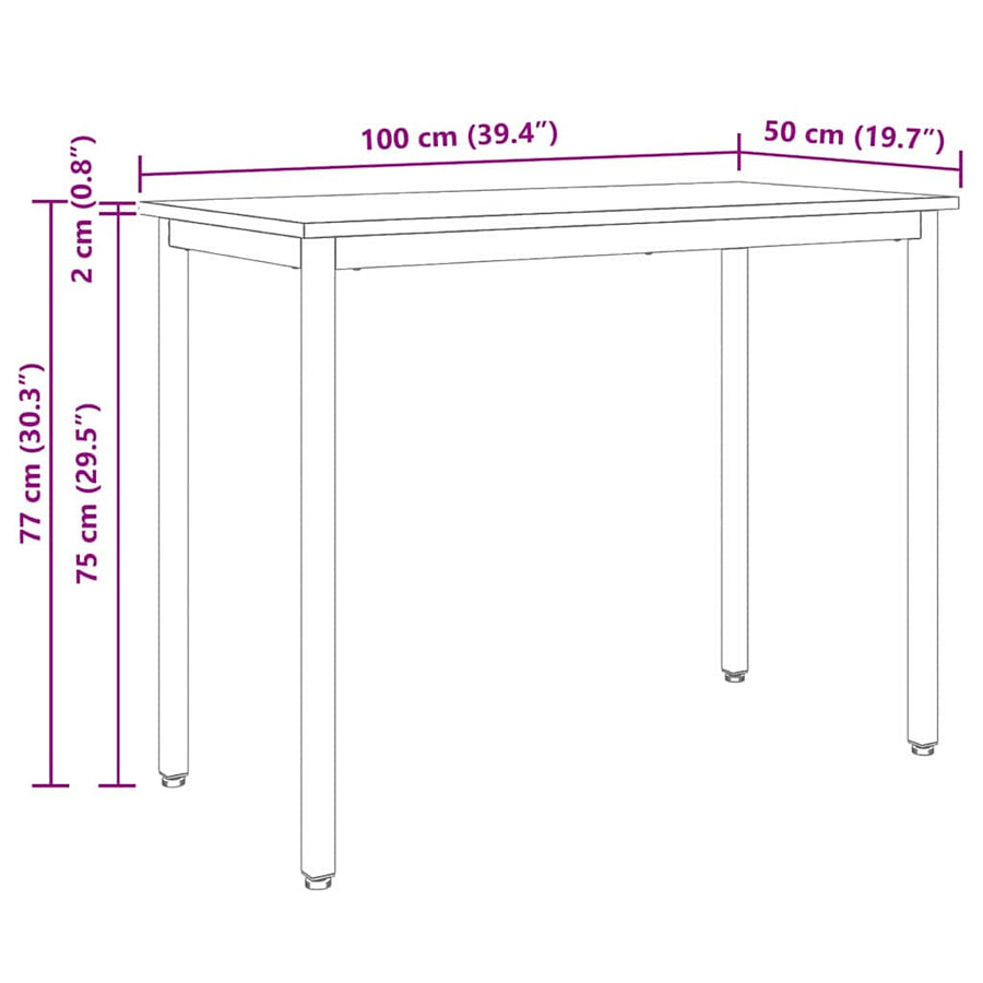 Tafel Wit 100 x 50 x 77 cm Engineered hout en staal