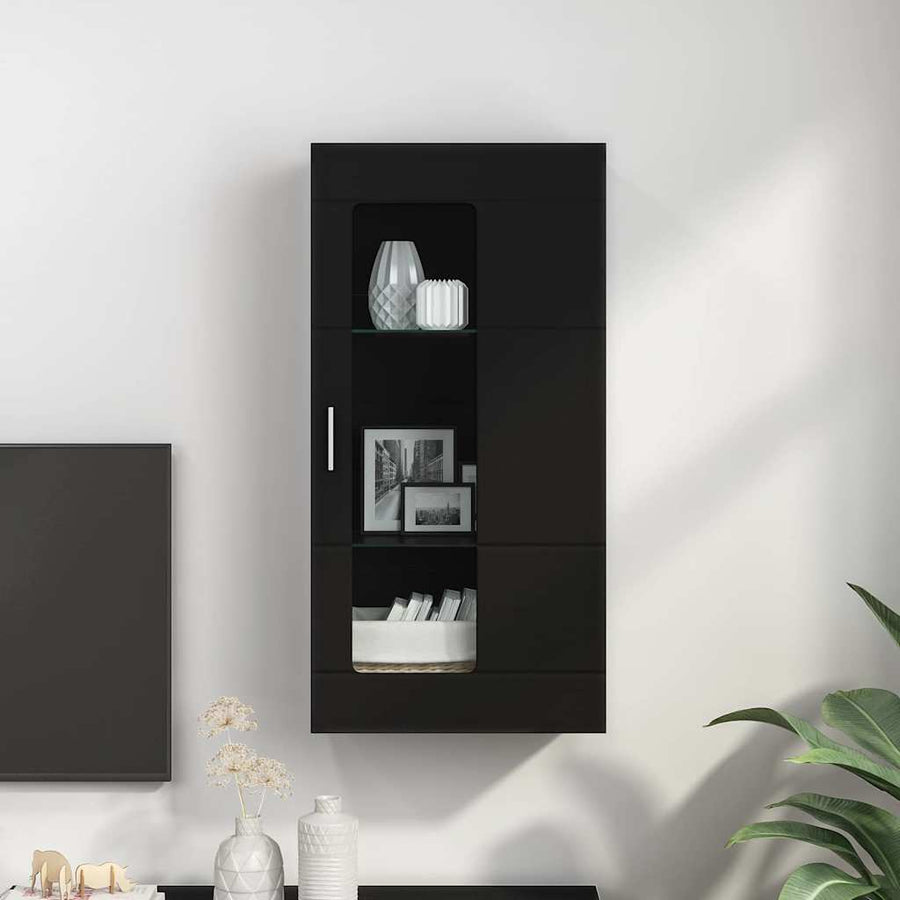 Houten Kast met opslag Zwart 50 x 29 x 100 cm Bewerkt hout