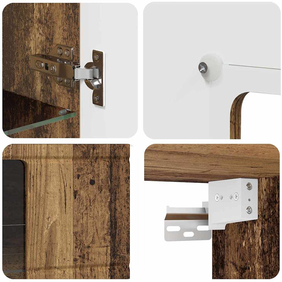 Houten Kast Met Opslag Oudhout 50 X 29 X 100 Cm Bewerkt Hout Oud Hout Wandkast
