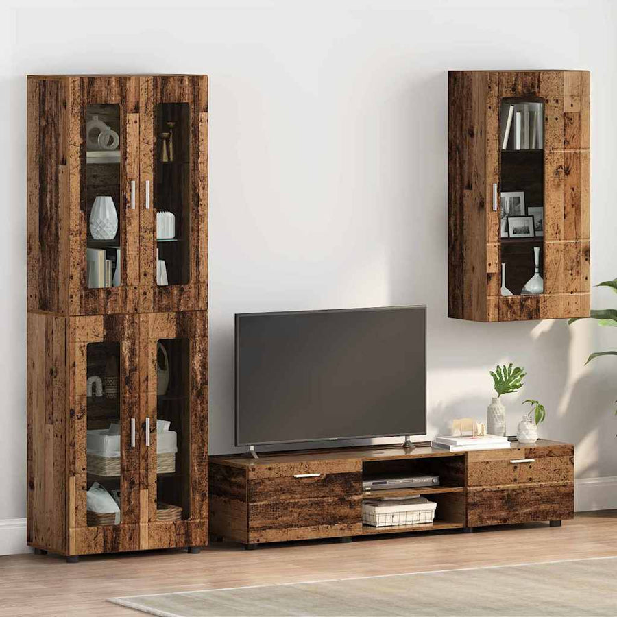 Houten Kast Met Opslag Oudhout 50 X 29 X 100 Cm Bewerkt Hout Oud Hout Wandkast