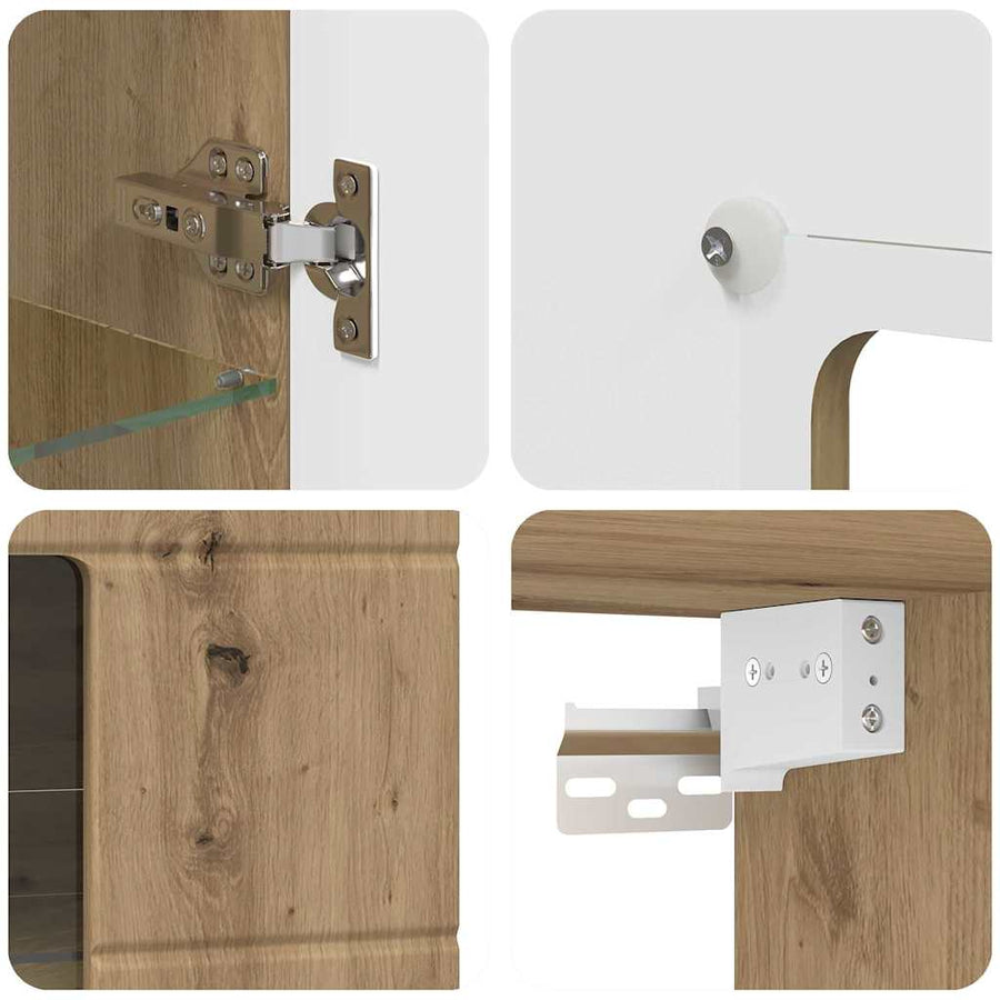 Houten Kast Artisan Eiken 50 X 29 X 100 Cm Bewerkt Hout Artisanaal Eikenkleurig Wandkast