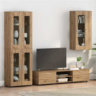 Wandkast 50x29x100 cm bewerkt hout eikenkleurig