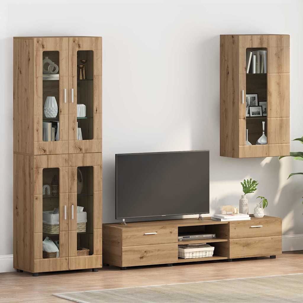 Houten Kast Artisan Eiken 50 X 29 X 100 Cm Bewerkt Hout Artisanaal Eikenkleurig Wandkast