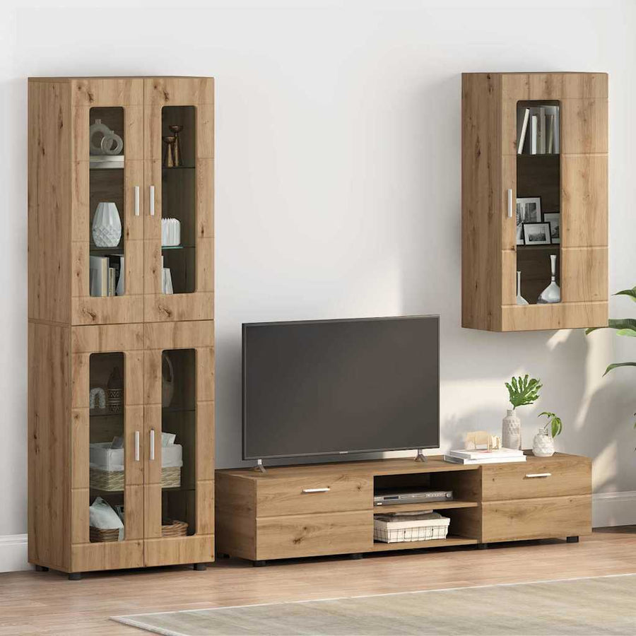 Houten Kast Artisan Eiken 50 X 29 X 100 Cm Bewerkt Hout Artisanaal Eikenkleurig Wandkast