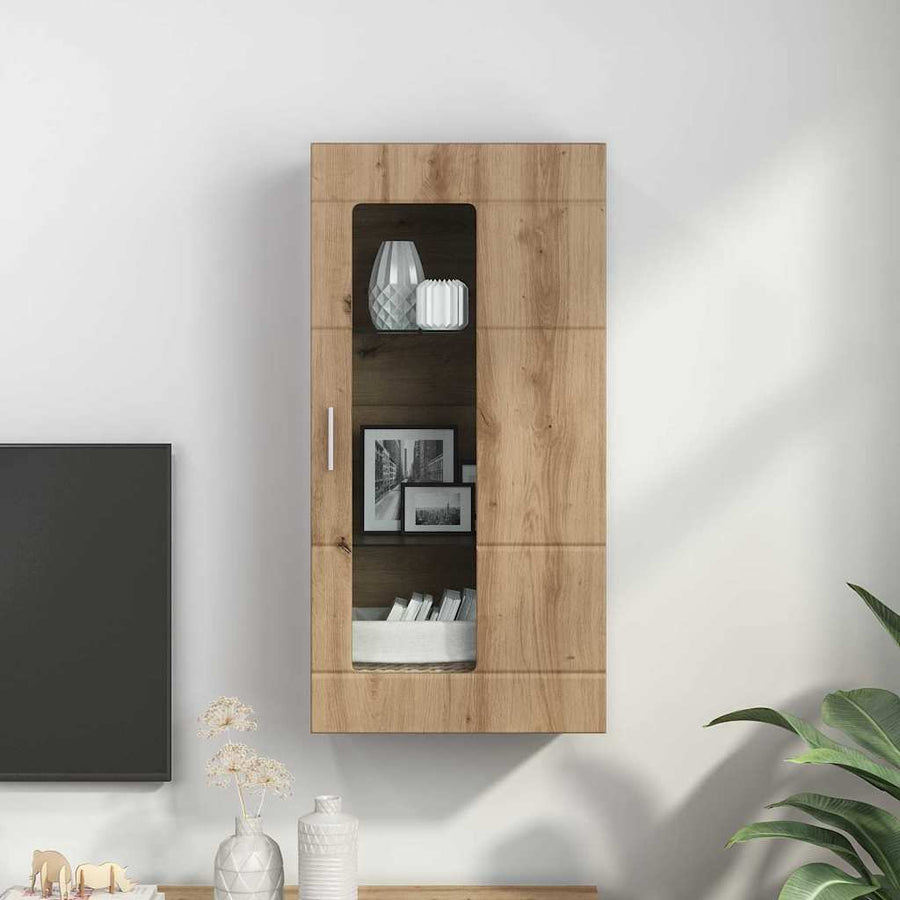 Houten Kast Artisan Eiken 50 X 29 X 100 Cm Bewerkt Hout Artisanaal Eikenkleurig Wandkast