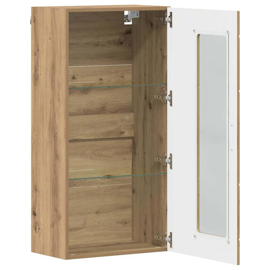 Houten Kast Artisan Eiken 50 X 29 X 100 Cm Bewerkt Hout Artisanaal Eikenkleurig Wandkast