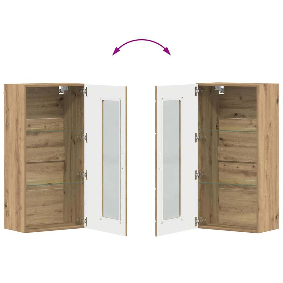 Houten Kast Artisan Eiken 50 X 29 X 100 Cm Bewerkt Hout Artisanaal Eikenkleurig Wandkast